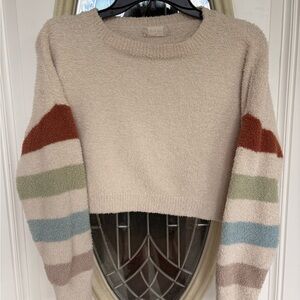 Altar'd State Cream Sweater with Colorful Stripes